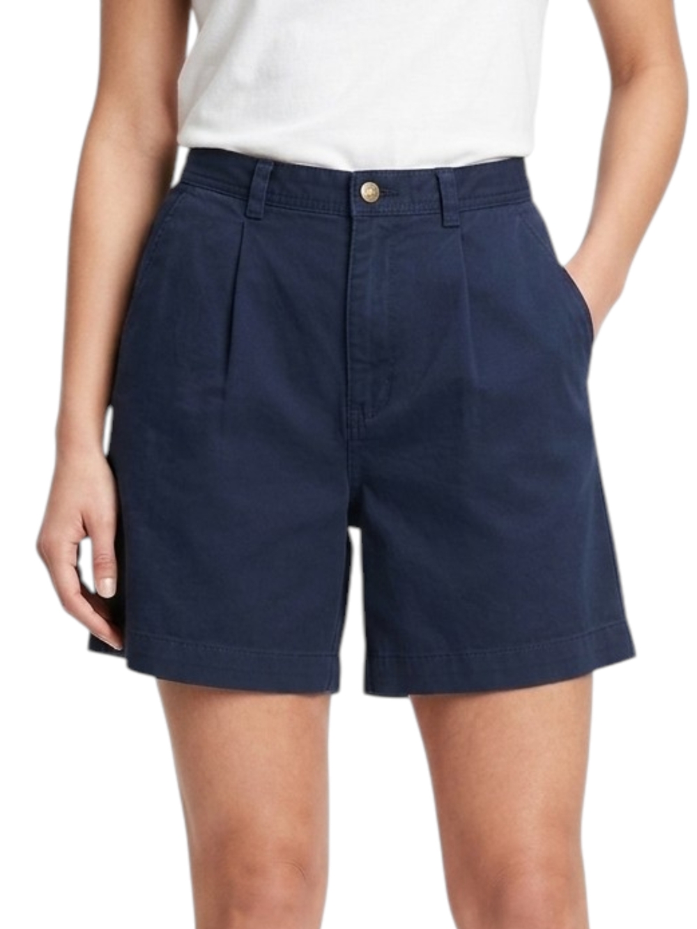 St. John's Bay Black High-Rise Pleated Shorts Cotton Size 8 Average